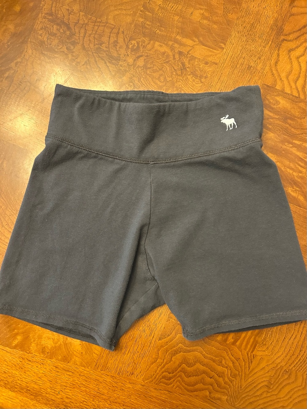 abercrombie kids Gray High-Rise Bike Shorts with Mini Moose Logo
